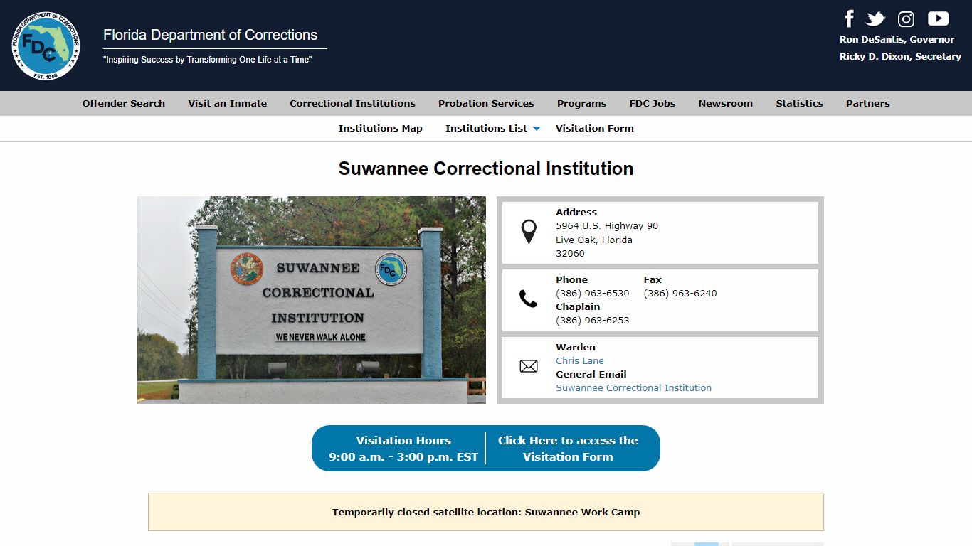 Suwannee Correctional Institution -- Florida Department of ...