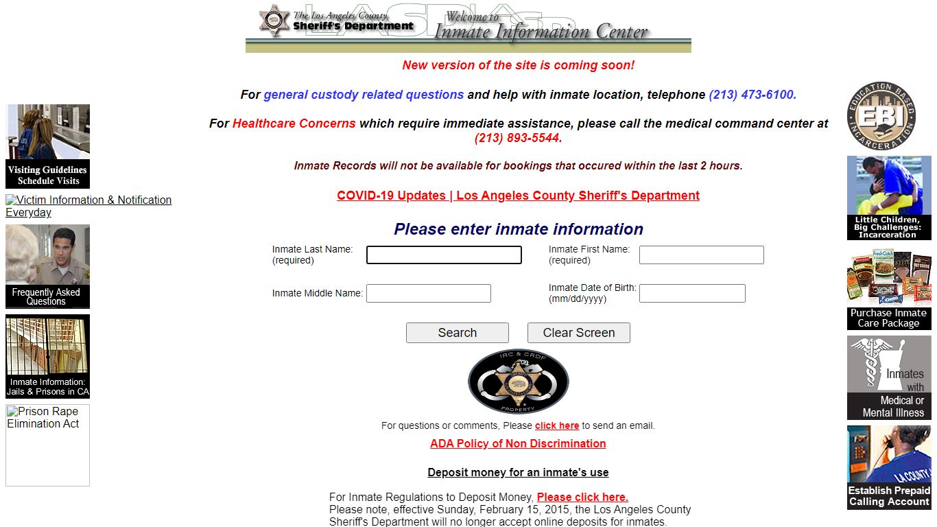 LASD Inmate Information Center - Inmate Search